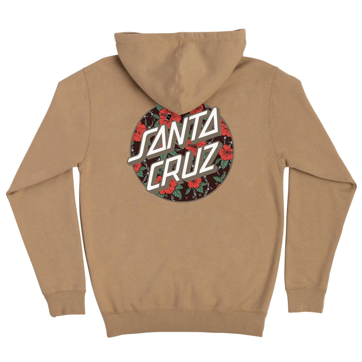 Santa Cruz Screaming Hibiscus Dot Zip Hooded Midweight Sweatshirt Sandstone