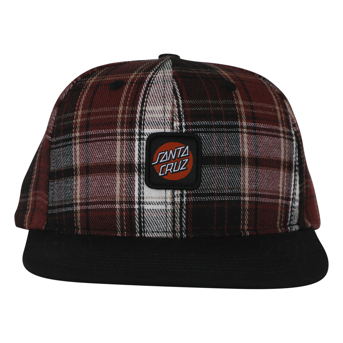 Santa Cruz Cruz Label Snapback Structured Hat Maroon Plaid