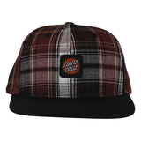 Santa Cruz Cruz Label Snapback Structured Hat Maroon Plaid