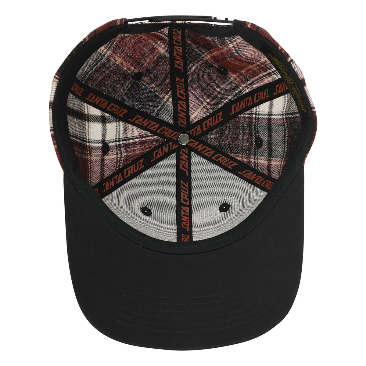 Santa Cruz Cruz Label Snapback Structured Hat Maroon Plaid