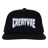 Creature Mono Black Snapback Hat
