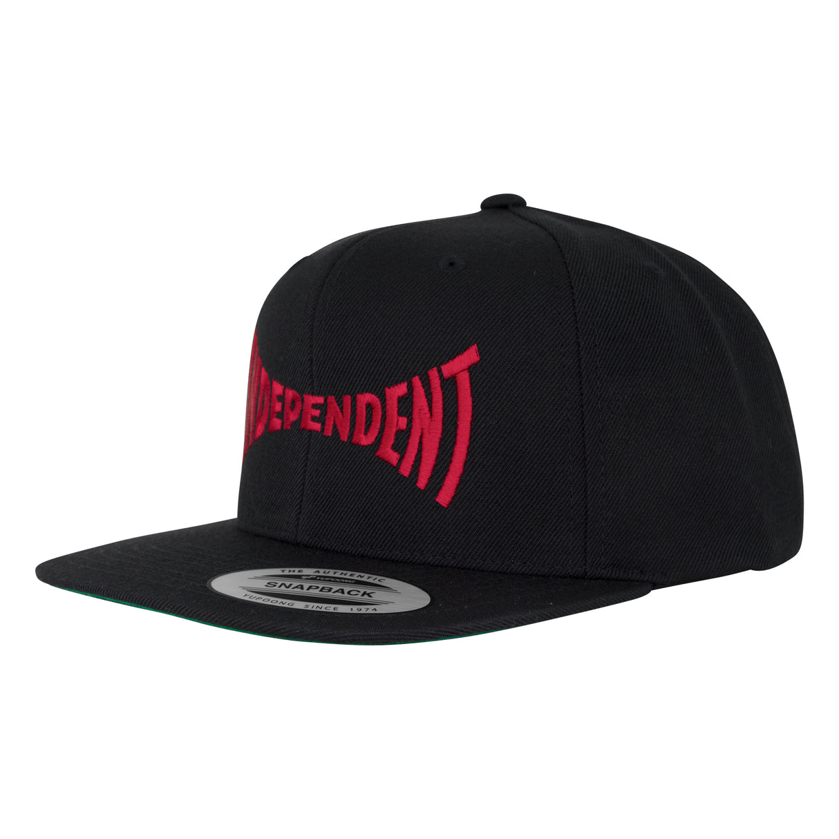 Independent Span Embroidered Black/Dk Red Snapback Structured Hat