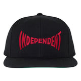 Independent Span Embroidered Black/Dk Red Snapback Structured Hat