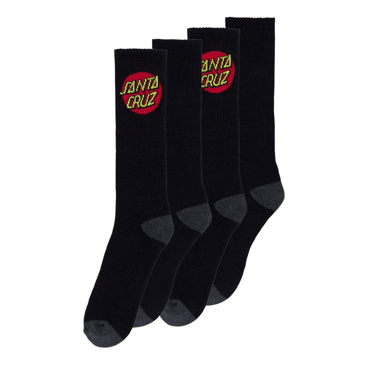 Cruz 2-Pack Crew Socks Black 9-11 2 Pairs Mens Santa Cruz