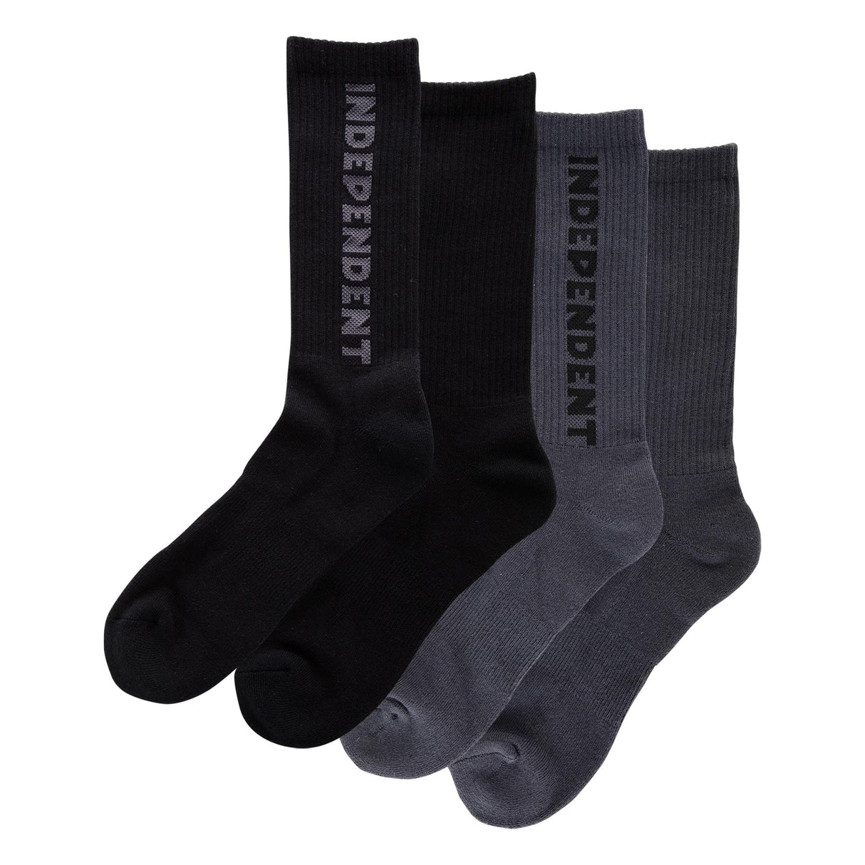 Independent Baseline Mid Crew 2-Pack Size 9-11 Black Charcoal Socks