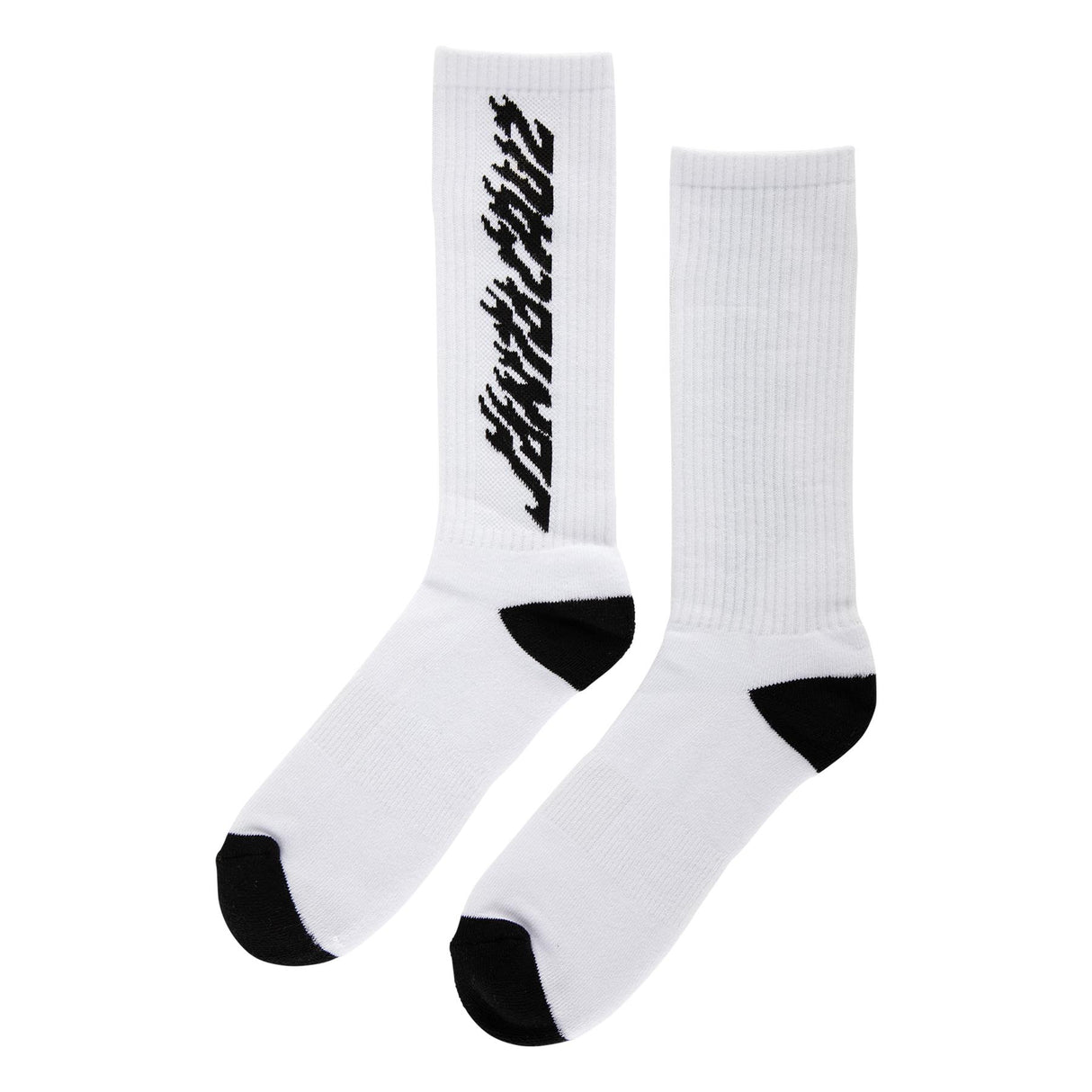Santa Cruz Solid Flame Strip Crew White 9-11 1 Pair Crew Socks