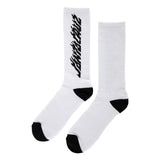 Santa Cruz Solid Flame Strip Crew White 9-11 1 Pair Crew Socks