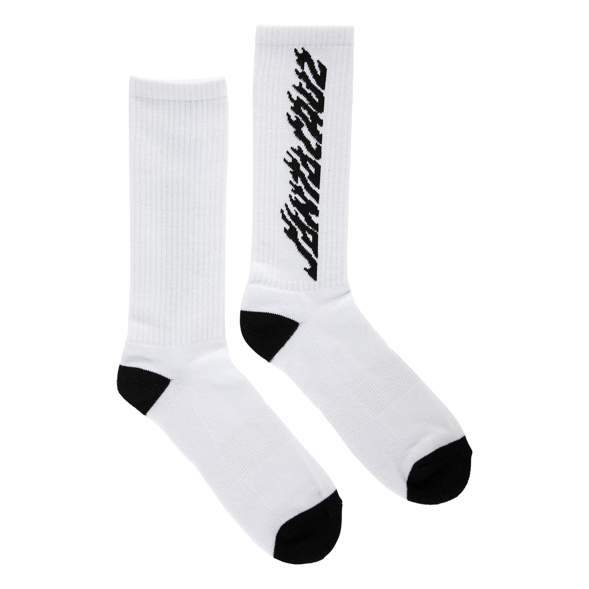 Santa Cruz Solid Flame Strip Crew White 9-11 1 Pair Crew Socks
