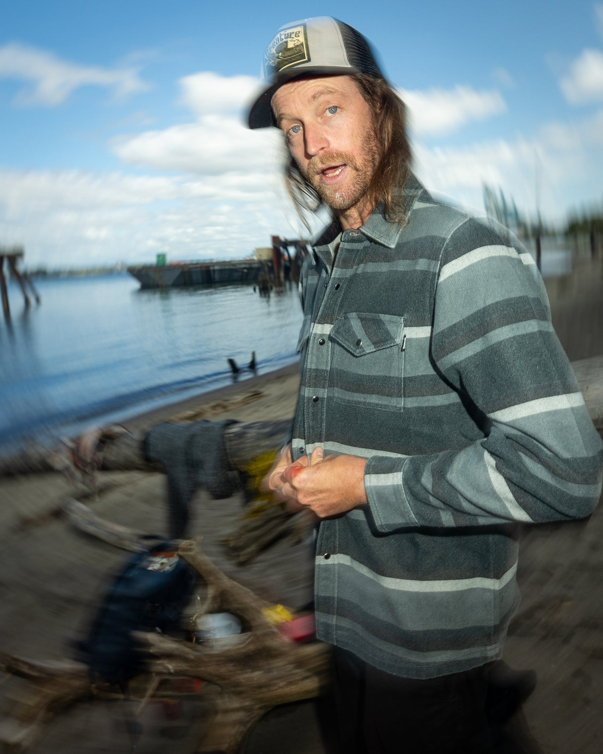 Creature Horizon Grey Scale L/s Flannel Shirt