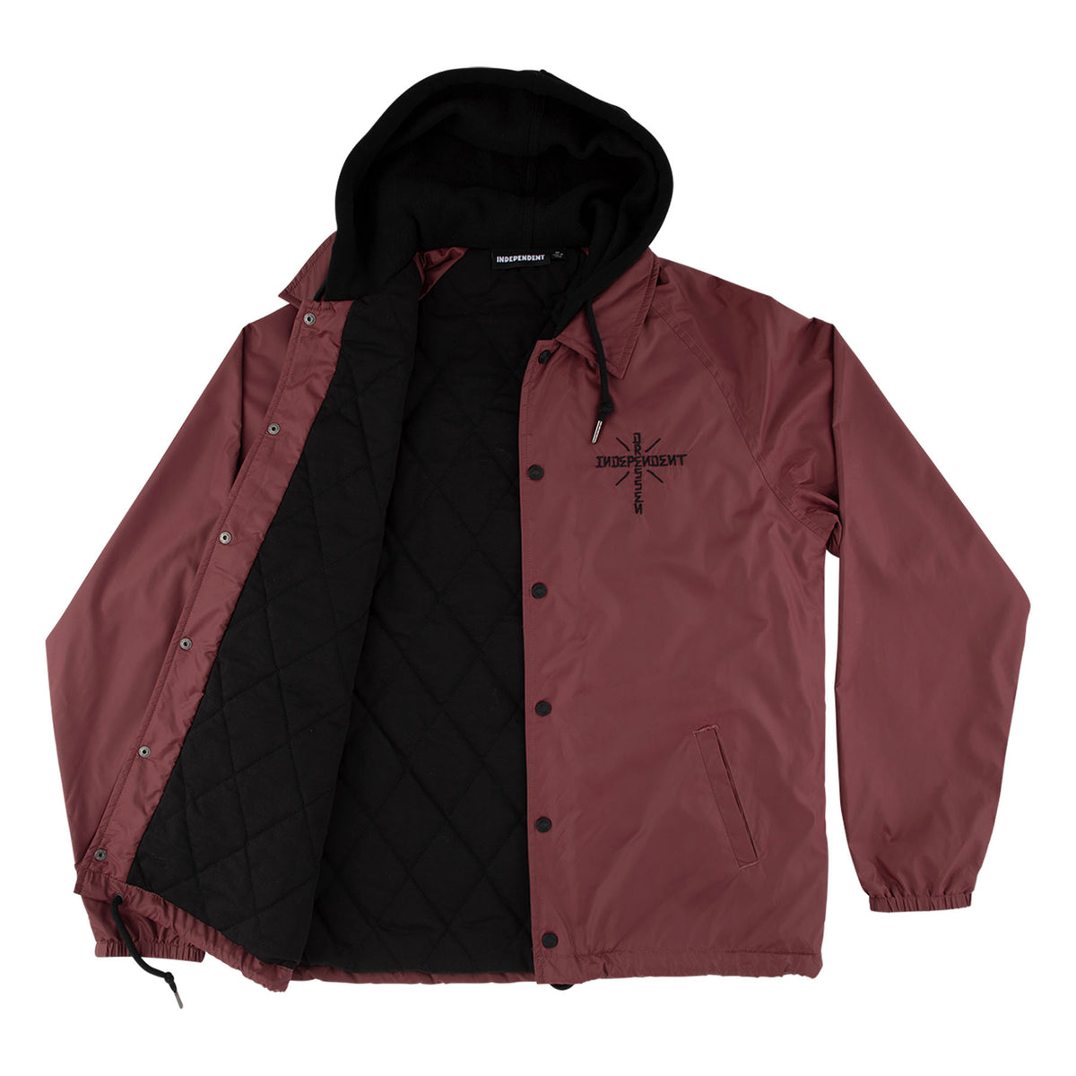 Independent Dressen Skull Rose Hooded Windbreaker L/s Jacket Burgundy