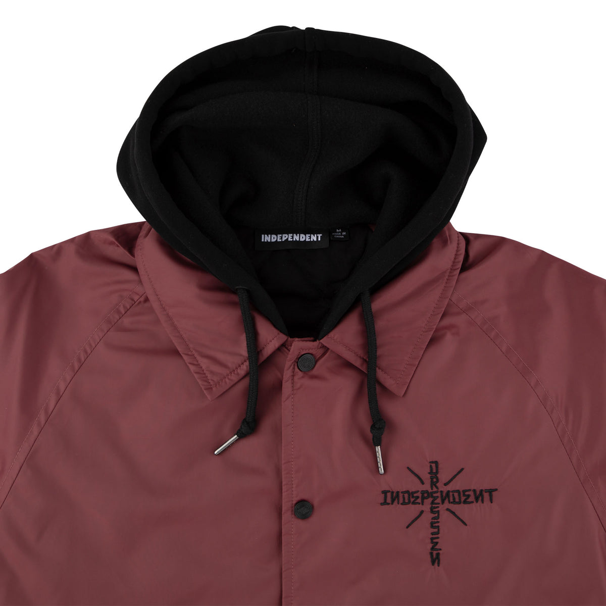Independent Dressen Skull Rose Hooded Windbreaker L/s Jacket Burgundy