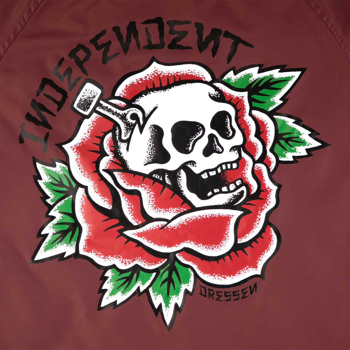 Independent Dressen Skull Rose Hooded Windbreaker L/s Jacket Burgundy