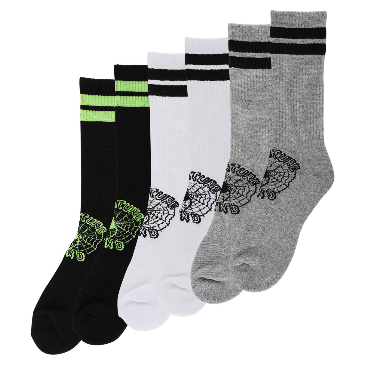 Creature Web Crew Black White Grey 3-Pack Crew Socks