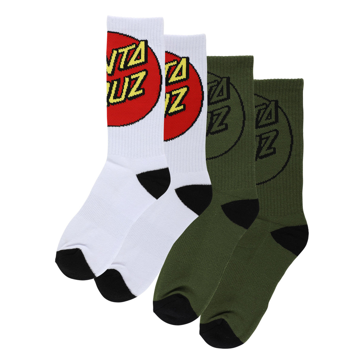 Santa Cruz Big Cruz 2-Pack Crew Socks White/Army Multi