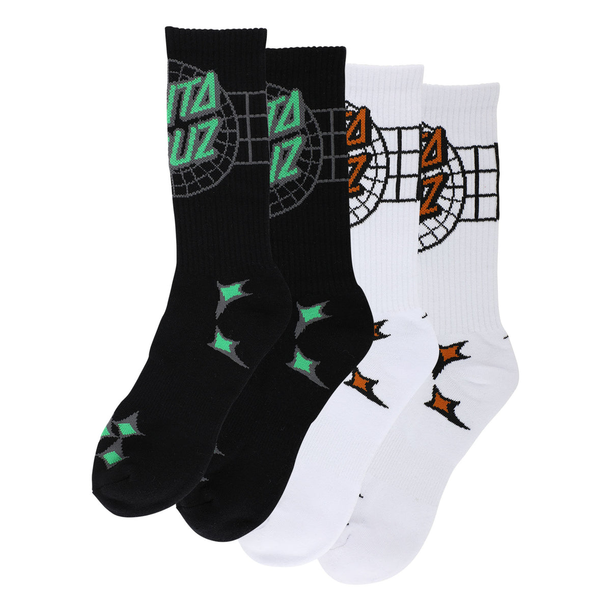 Santa Cruz Vector Contest 2-Pack Crew Socks Black/White Multi
