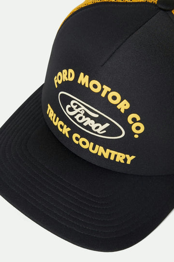 Brixton Ford Built Tough MP Burnt Rubber Empire Yellow Trucker Snapback Hat