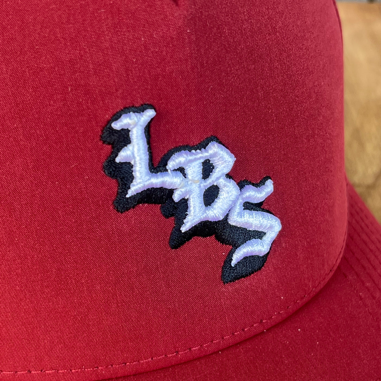 Long Beach Skate LBS Long Side Performance Water Repellent Dark Red Snapback Hat