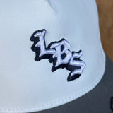 Long Beach Skate LBS Long Side Performance Water Repellent White Charcoal Snapback Hat
