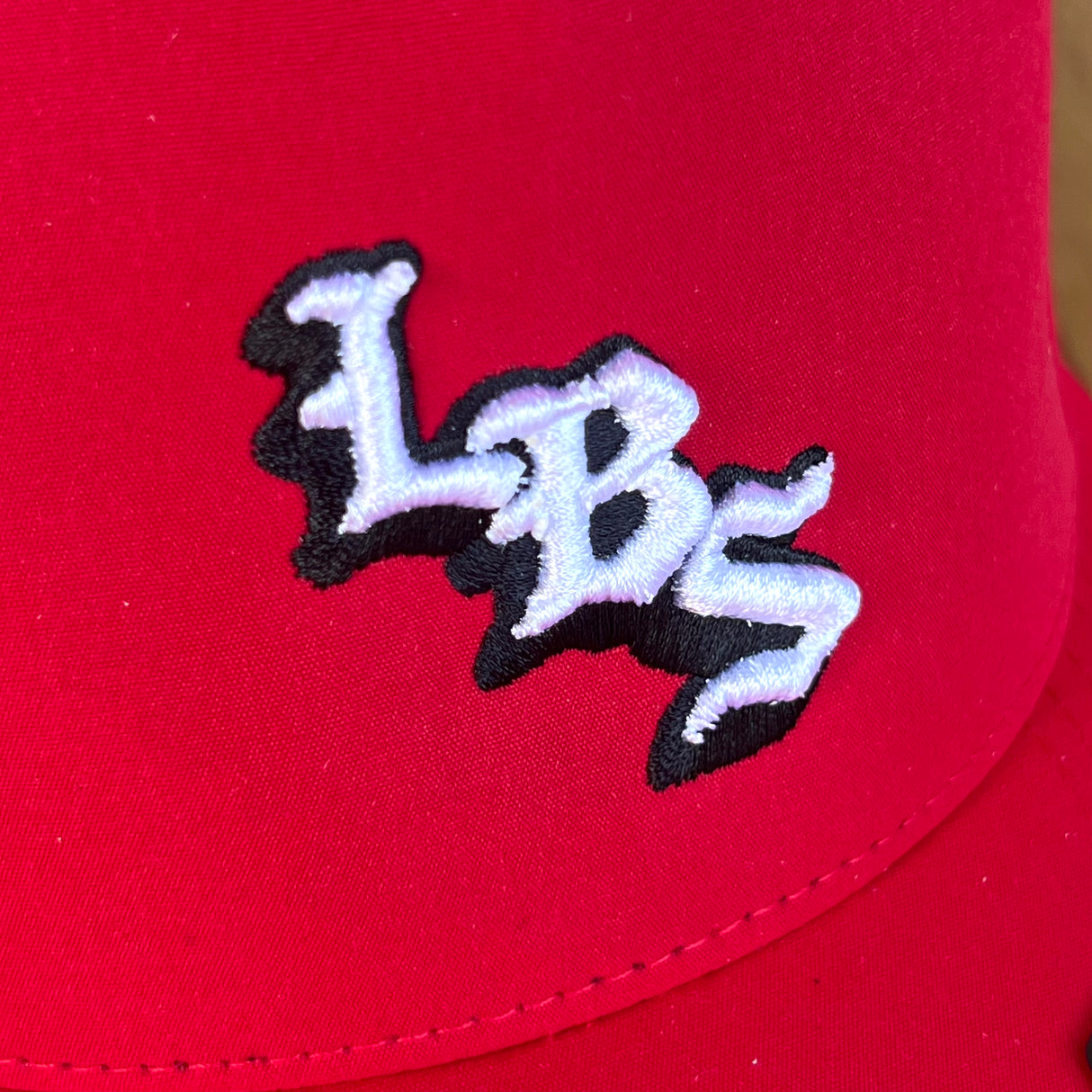 Long Beach Skate LBS Long Side Performance Water Repellent Red Snapback Hat