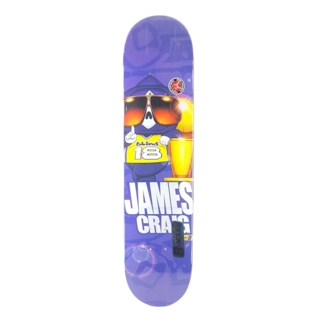 Blind James Craig Shades Lakers Championship Tribute Purple Gold Size 7.5" Skateboard Deck 2010