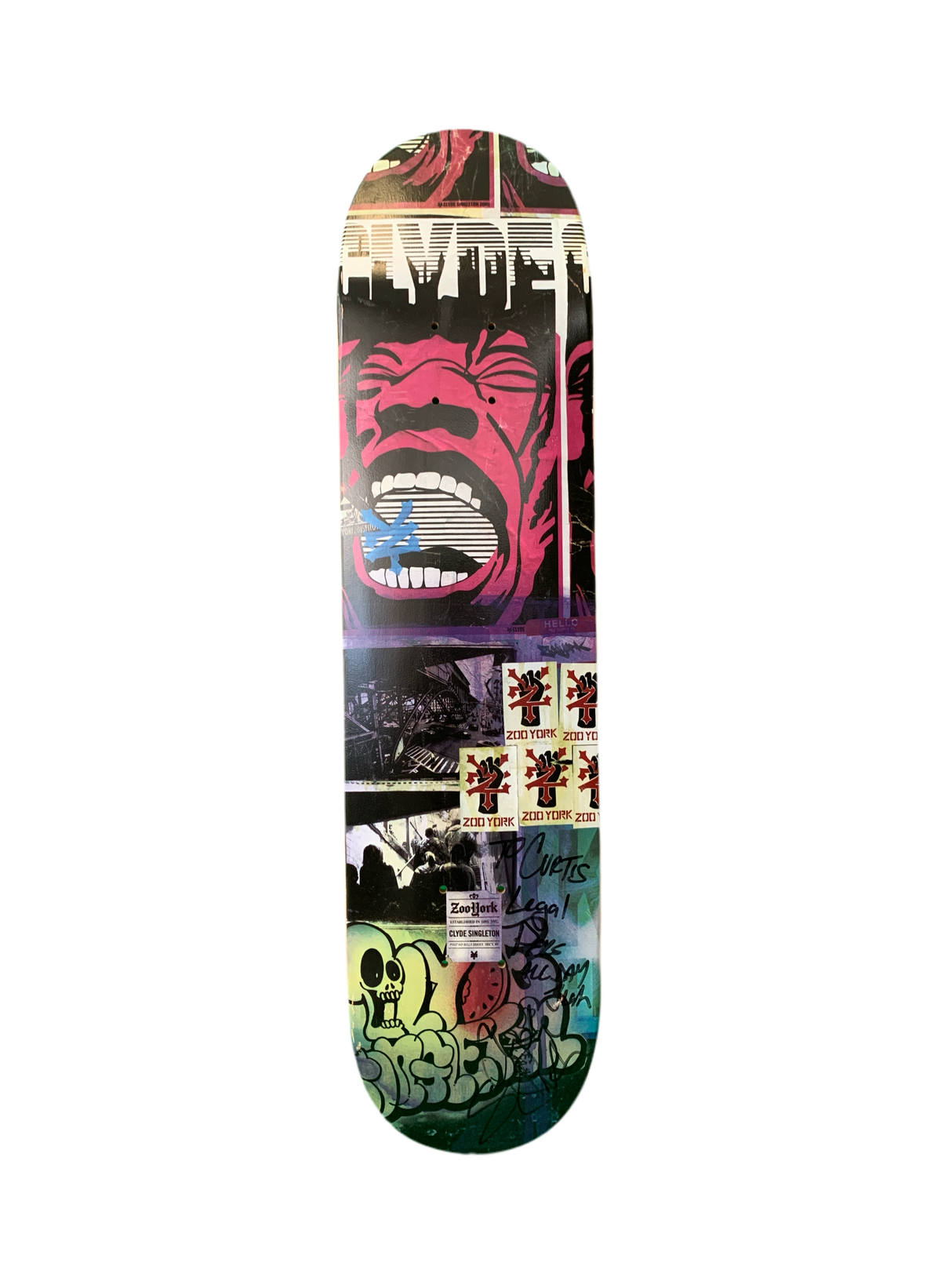 Zoo York Clyde Singleton NY Collage Signed 7.5” Classic Skateboard Deck