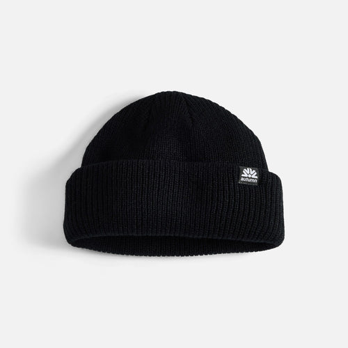 Autumn Shorty Double Roll Black Beanie