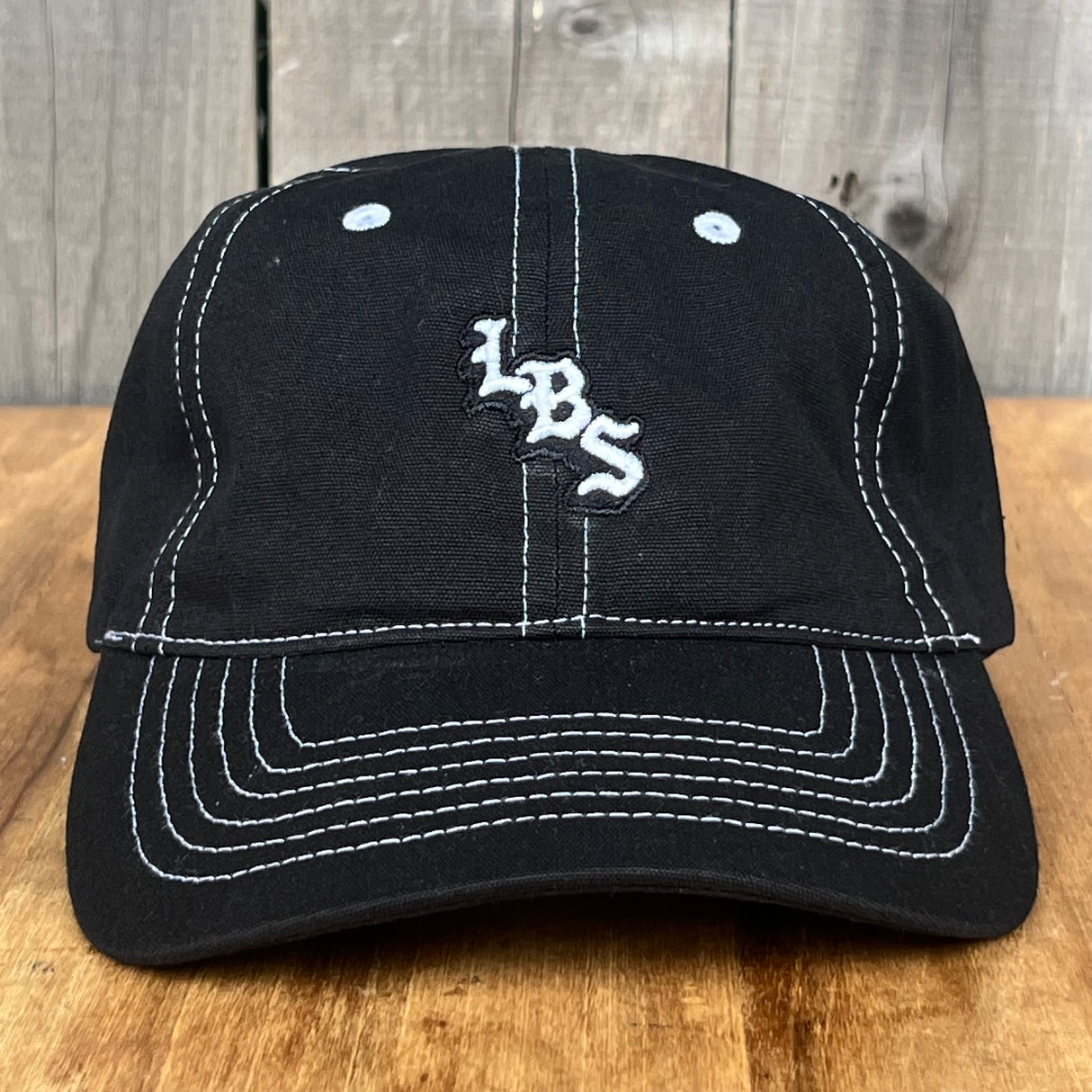 Long Beach Skate LBS Long Side Contrast Stitch Black Strapback Hat