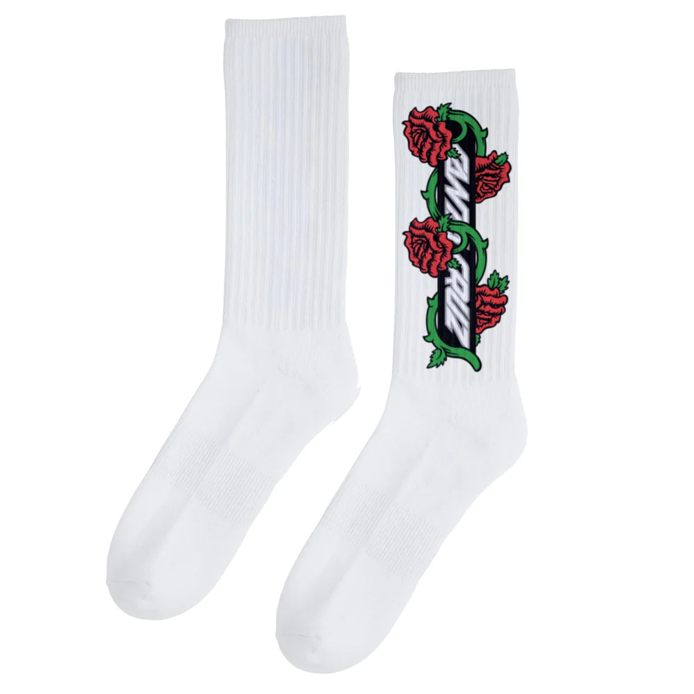 Santa Cruz Dressen Roses Vine White Socks