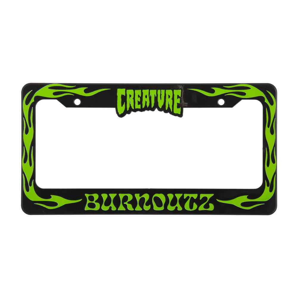 Creature Burnoutz Black Green License Plate Frame
