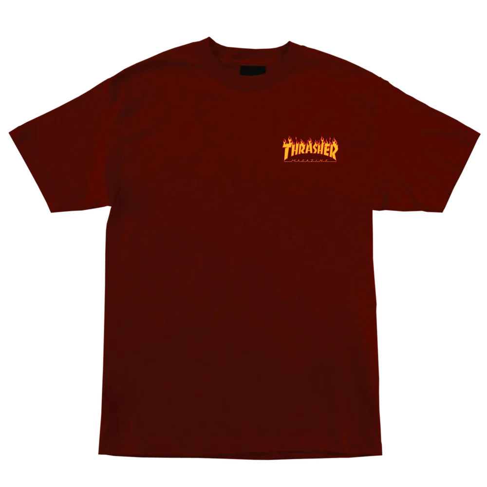 Santa Cruz Thrasher Flame Dot Heavyweight Burgundy S/s Shirt