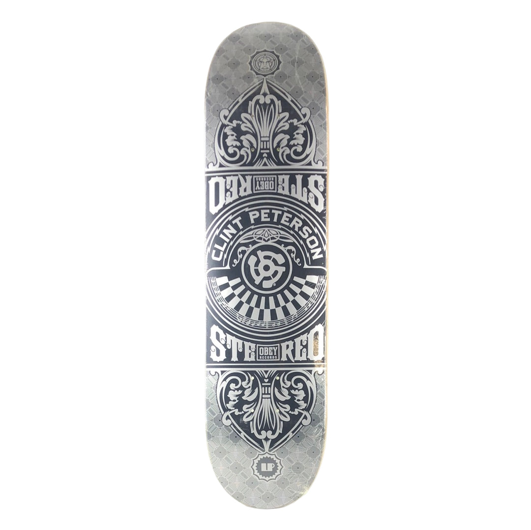 Stereo Clint Peterson Obey Records Graphic Black Silver Size 8" Vintage NOS Deck