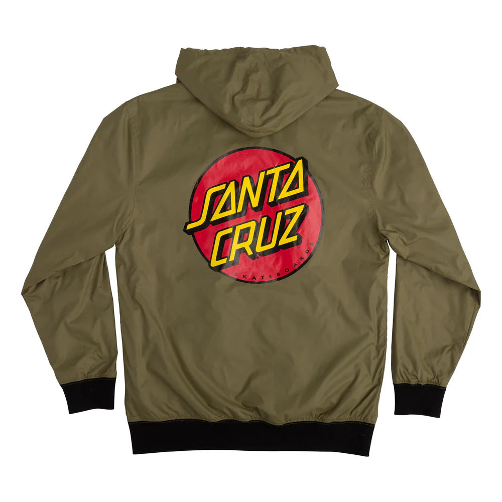 Santa Cruz Dot Olive Hooded Windbreaker Jacket