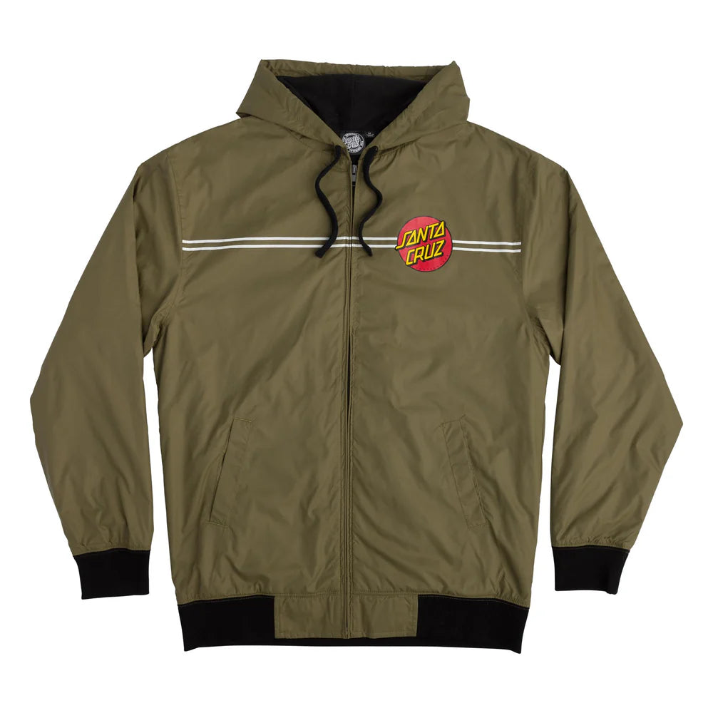 Santa Cruz Dot Olive Hooded Windbreaker Jacket