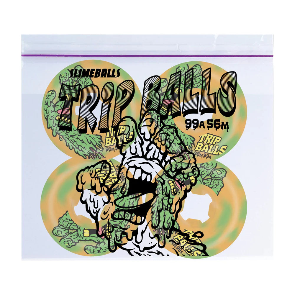 Slime Balls Face Melter Trip Balls Green Orange Swirl 56mm 99a Wheels