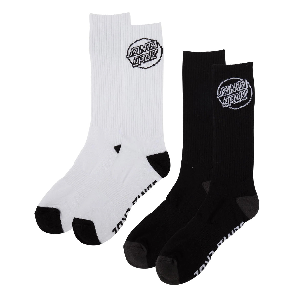 Santa Cruz Opus Strip Crew 2 Pack Black/White Socks