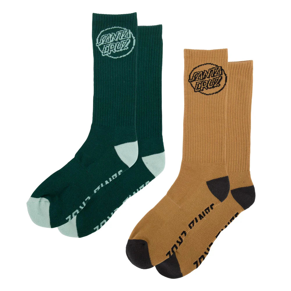 Santa Cruz Opus Strip Crew 2 Pack Forest/Saddle Socks