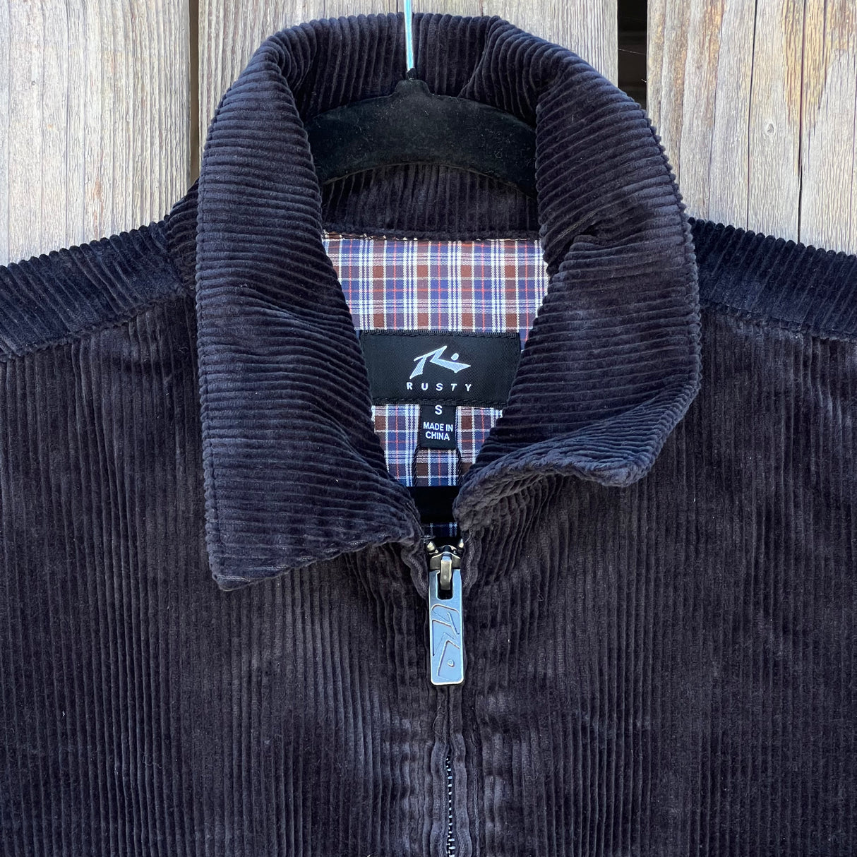 Rusty Zeal Navy Blue Cord Zip Thru Over Shirt