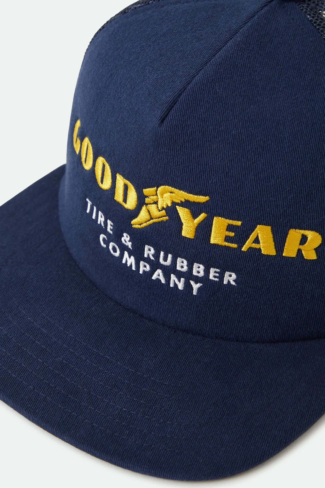 Brixton Goodyear Service Mp Navy Trucker Snapback Hat – Long Beach