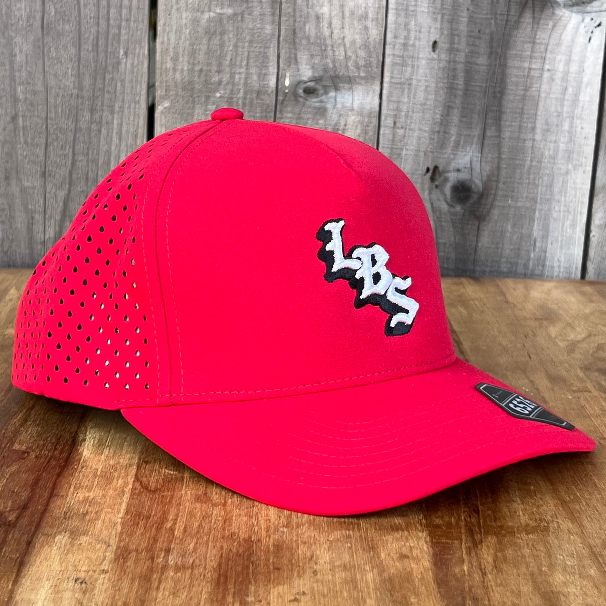 Long Beach Skate LBS Long Side Performance Water Repellent Red Snapback Hat