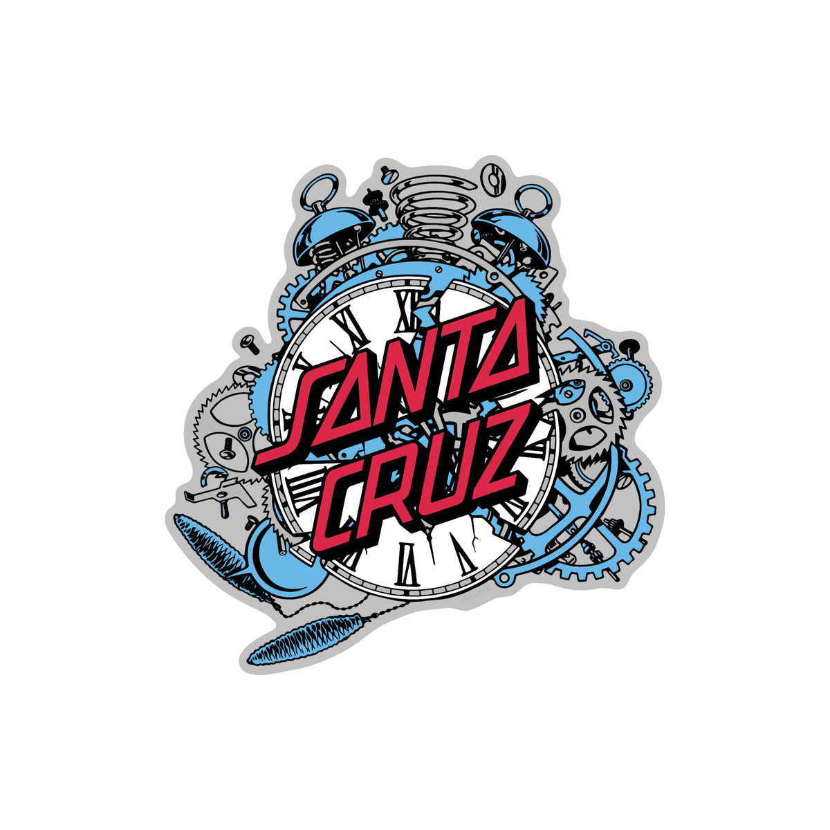 Santa Cruz Grabke Exploding Dot White Vinyl Sticker Blue/Red 3.5 in x 3.68 in