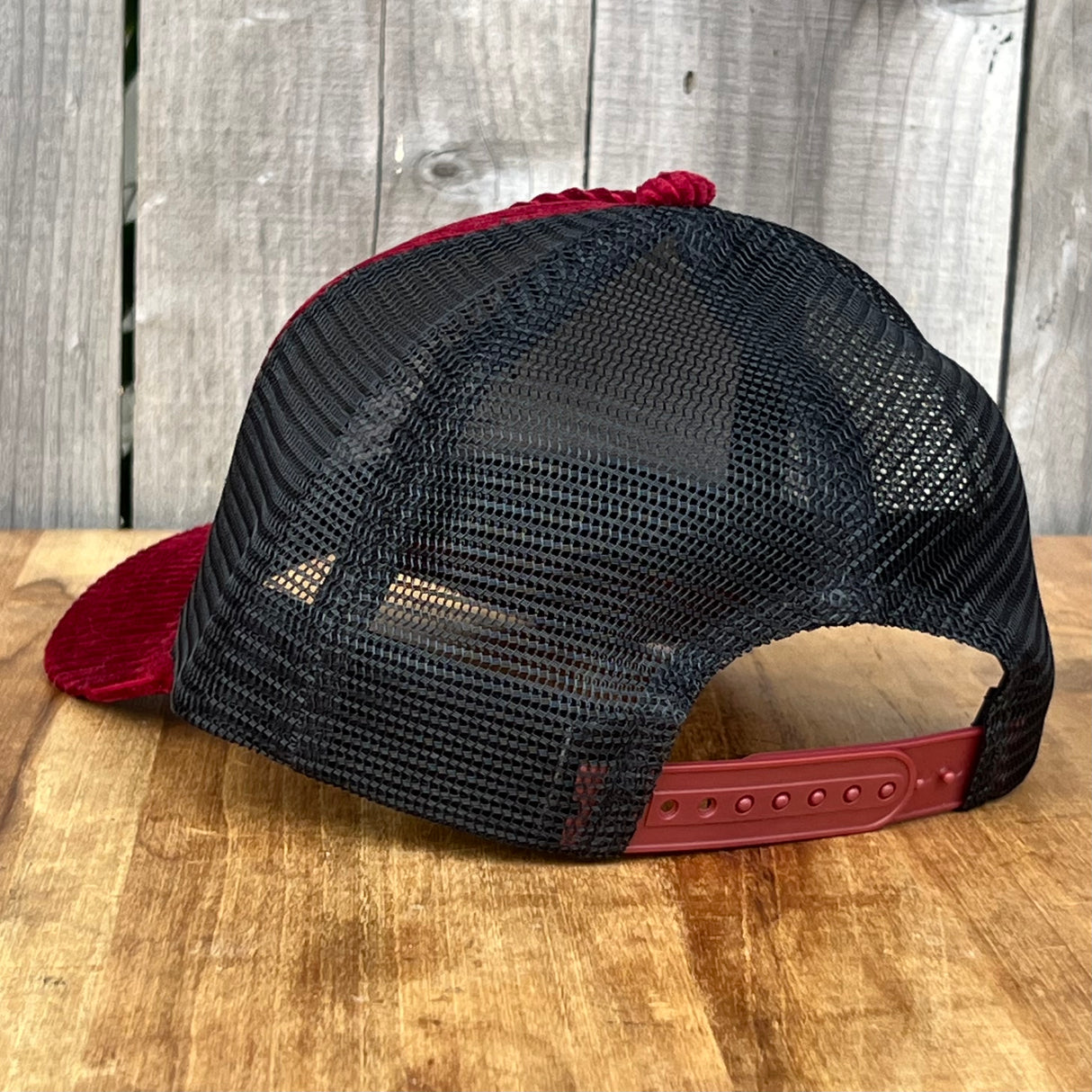 Long Beach Skate LBS Long Side Corduroy Trucker Red Black Snapback Hat