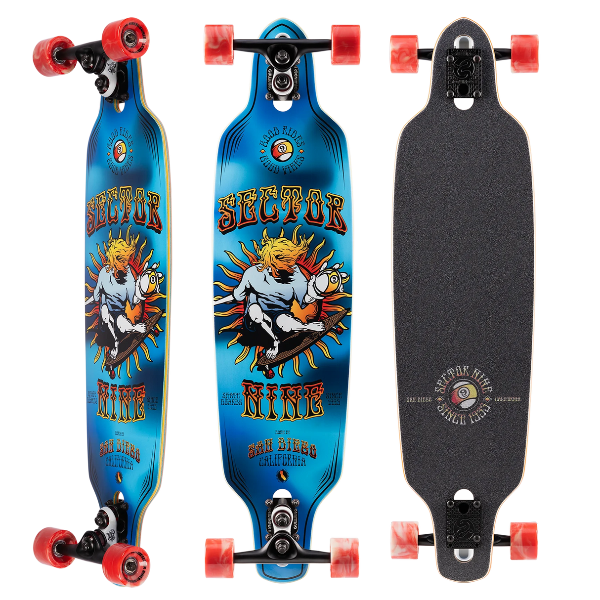 Sector Nine 9er Mini Fractal 34" X 8.7" Longboard Complete Skateboard