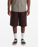 Volcom Chillow 24" Pleated Elastic Waist Cacao Brown Shorts