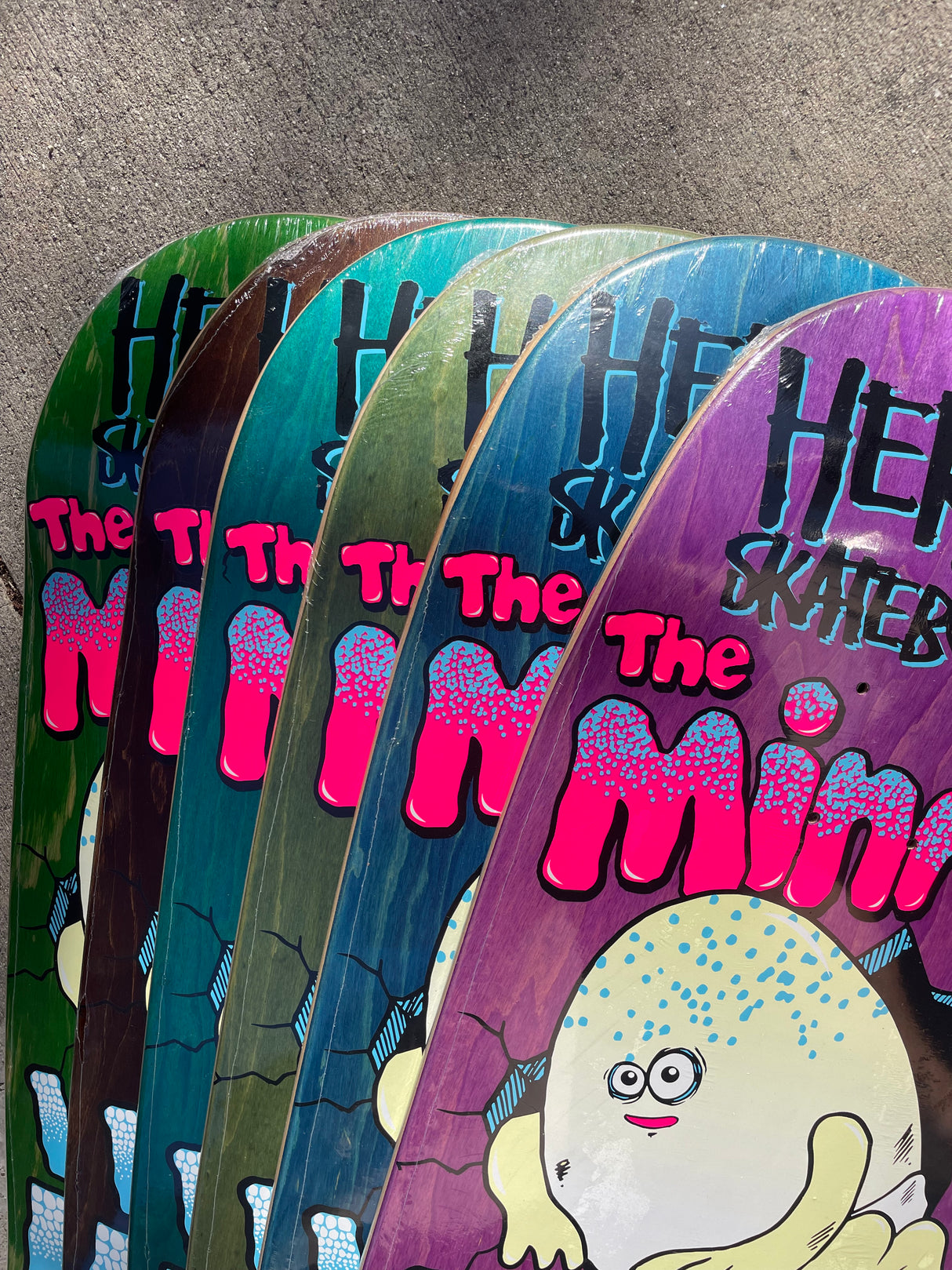 Heroin Mini Wide Boy 10.5" Assorted Stain Egg Shaped Skateboard Deck