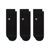Stance Icon Quarter 3 Pack Black Socks