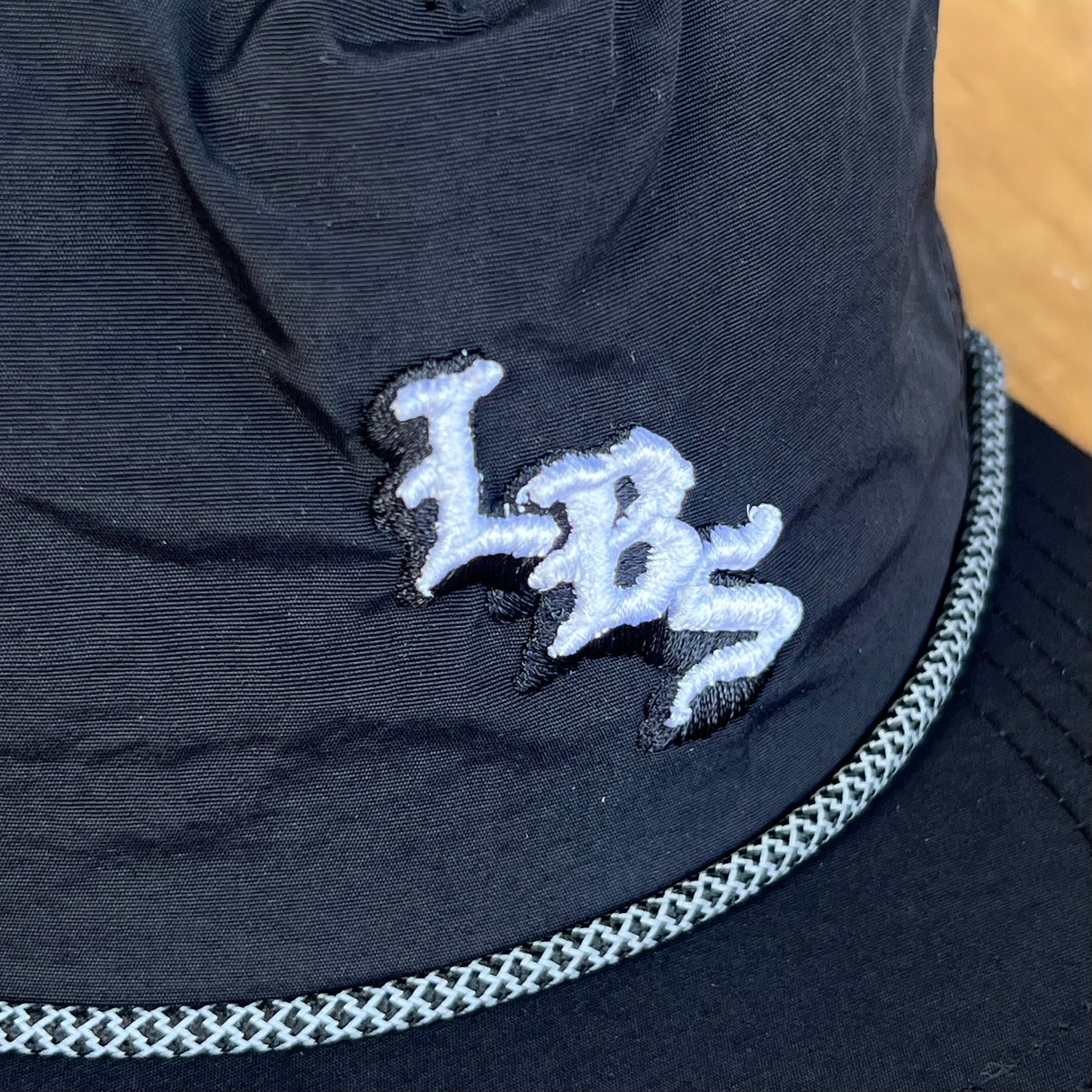 Long Beach Skate LBS Long Side Nylon Rope Black Silver Rope Snapback Hat