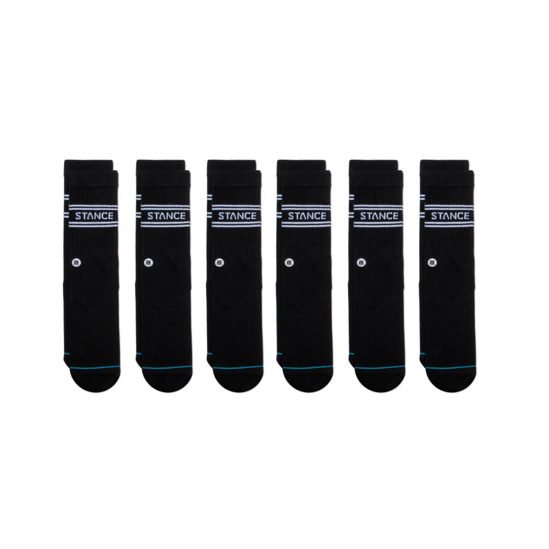 Stance Origin Black 6 Pack Crew Socks