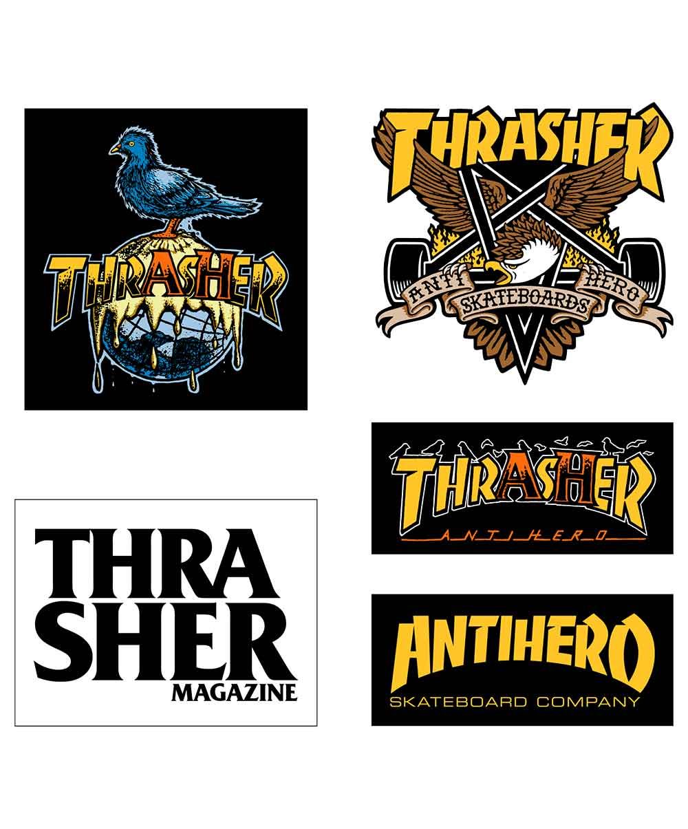 Thrasher x Anti Hero 5 Pack Stickers