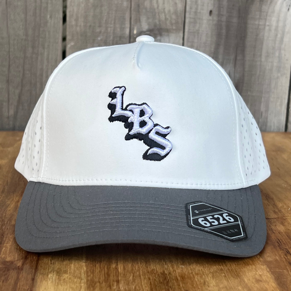 Long Beach Skate LBS Long Side Performance Water Repellent White Charcoal Snapback Hat