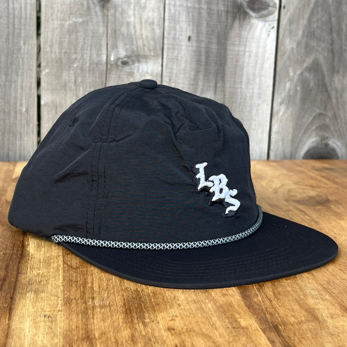 Long Beach Skate LBS Long Side Nylon Rope Black Silver Rope Snapback Hat